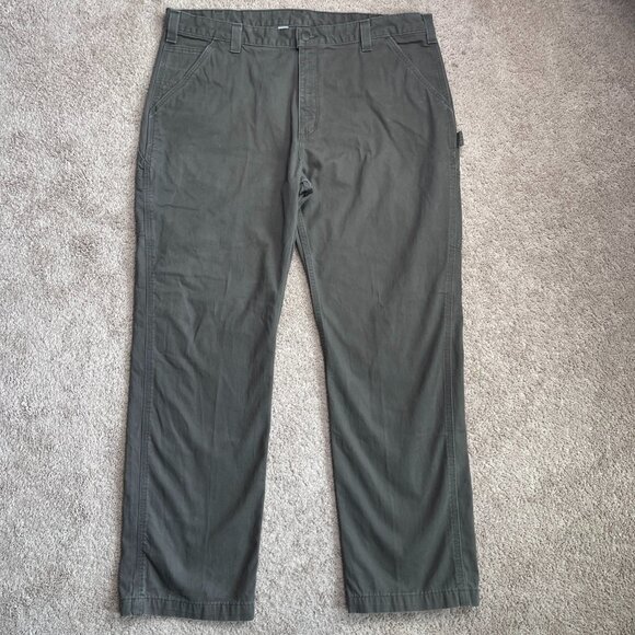 Carhartt Pants Mens 42x31 Brown Relaxed Fit Washed Twill Dungaree Carpenter Work